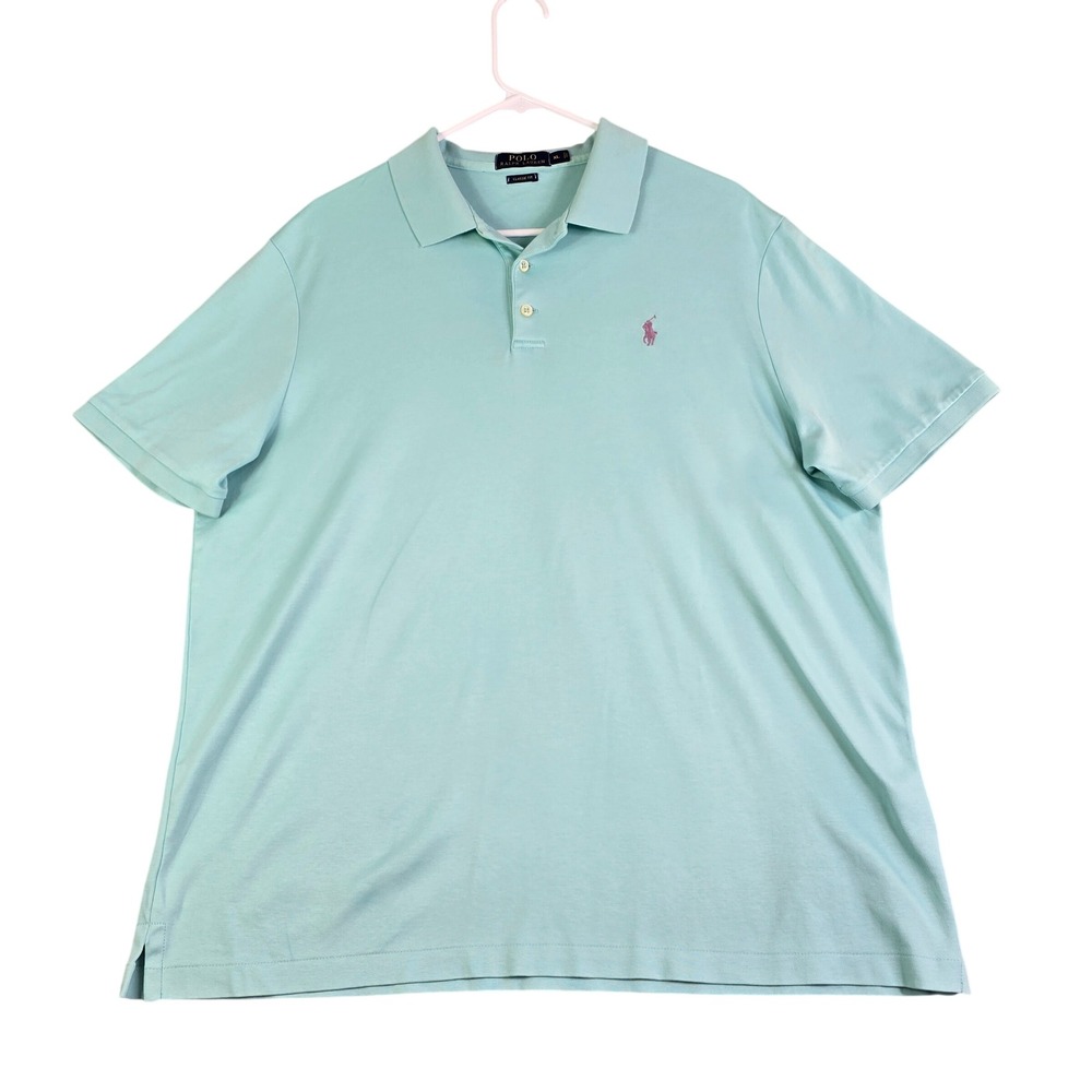 Polo Ralph Lauren Polo Shirt‎ Mens XL Mint Green Classic Fit Purple Pony Cotton